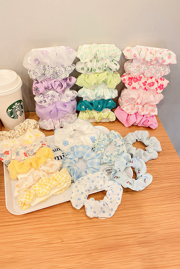 Wisteria 6pcs Floral Print Elastic Scrunchie