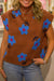 Chestnut Vintage Floral Pattern High Neck Sweater Vest