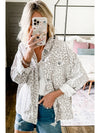 White Leopard Printed Flap Pocket Denim Jacket