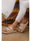 Beige Suede Buckle Decor Corky Platform Slides Shoes