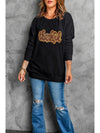 Black thankful Print Sequin Graphic Sweatshirt