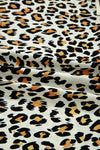 Khaki Leopard Print Long Sleeve Striped V Neck Top