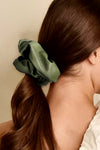 Grass Green Solid PU Leather Elastic Hair Scrunchie