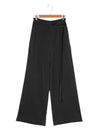 Black Elastic High Waisted Wide Leg Pants with Pockets