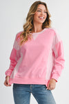 Bonbon Colorblock Patchwork Drop Shoulder Loose Sweatshirt