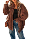 Red Clay Faux Shearling Button Up Jacket