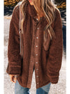 Red Clay Faux Shearling Button Up Jacket