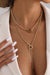 Gold Plated Double Layer O-Ring Long Stick Pendant Chain Necklace