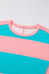 Light Green Colorblock Drop Sleeve Round Neck Top