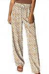 Khaki Leopard Drawstring Loose Pants