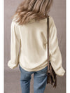 Apricot Pleated Sleeve Hollow Detail Button Knit Cardigan