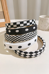 Black Checkered Print Wide Chic Headband