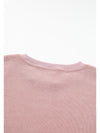 Pink Solid Ribbed Round Neck Pullover Sweatshirt