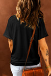 Black Sequined Thankful Round Neck Graphic Tee