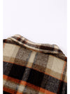 Brown Plaid Button Up Long Sleeve Flannel Shacket