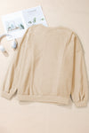 Apricot Loose Patchwork Crewneck Plus Size Sweatshirt