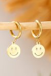 Gold Smile Face Alloy Dangle Earrings