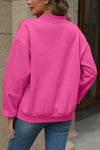 Sachet Pink Solid Colour V-Neck Loose Fit Sweatshirt