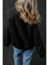 Black Zip-up Stand Neck Kangaroo Pocket Sweatshirt