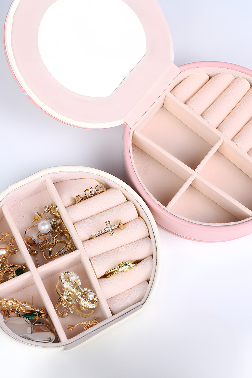 Light Pink Jewelry Organizer Cases With Mirror