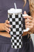 Black 40oz Rhinestone Checkered Handled Tumbler