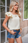 Gossamer Pink Textured Bow Frilled Ruffle Sleeve Blouse