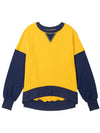 Yellow Color Block Thumbhole Sleeve Drop Shoulder Sweatshirt