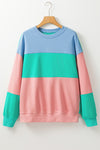 Sky Blue Colorblock Drop Shoulder Sweatshirt