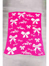 Rose Red 127*152cm Bow Printed Cozy Soft Throw Blanket