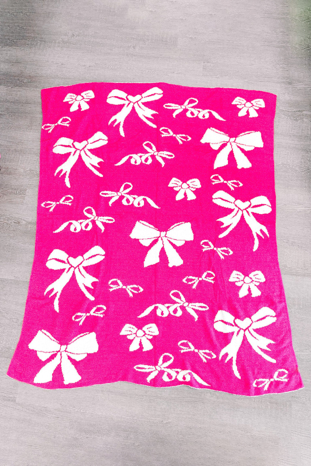 Rose Red 127*152cm Bow Printed Cozy Soft Throw Blanket