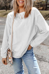Dark Grey Drop Sleeve Rib Knit Oversized Sweatshirt