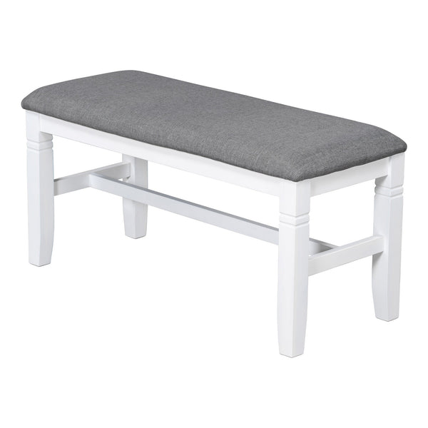 TOPMAX 6-Piece Wood Dining Table Set Kitchen Table Set with Upholstered Bench and 4 Dining Chairs, Farmhouse Style,Gray+White (old sku: SP000003AAK)