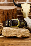 Chestnut Retro Studded Ring Connected Faux Leather Belt