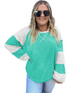 Aruba Blue Colorblock Patchwork Plus Sweatshirt