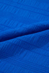 Dark Blue Ruffle Sleeve Textured Smocked Blouse