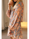 Ruffle Hem Printed Long Sleeve Dress