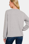 Zenana Hacci Round Neck Long Sleeve T-Shirt