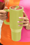 Pear Green Frosted Stainless Handle Large Vacuum Cup with Straw 1200ml