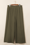 Jungle Green Plus Size Textured Shirred High Waist Pants