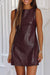 Wild GingerFaux Leather Sleeveless Round Neck Mini Dress
