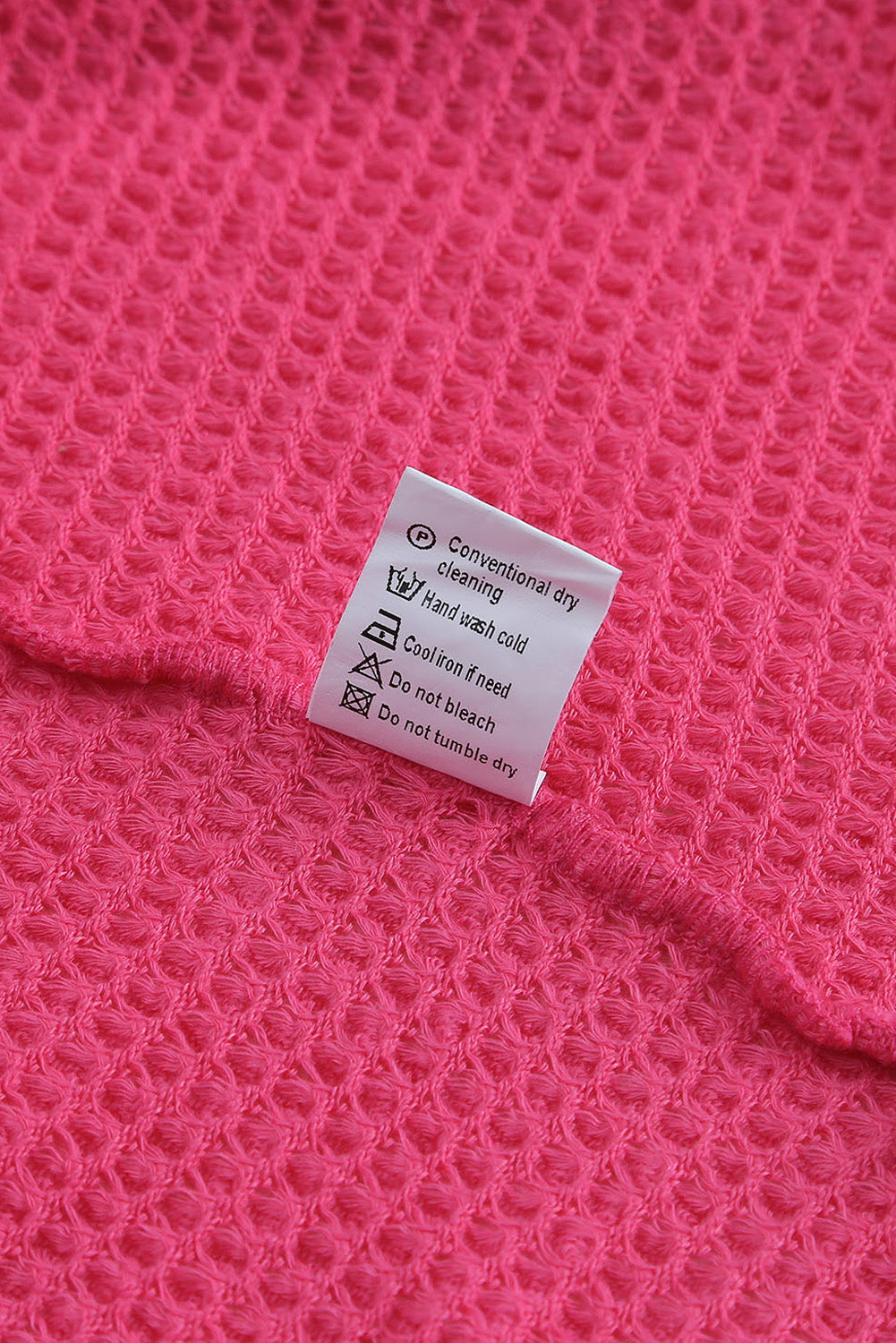 Hot Pink Pocket Buttons Front Waffle Knit Shacket