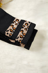 Black Leopard Double Stripe Crew Socks