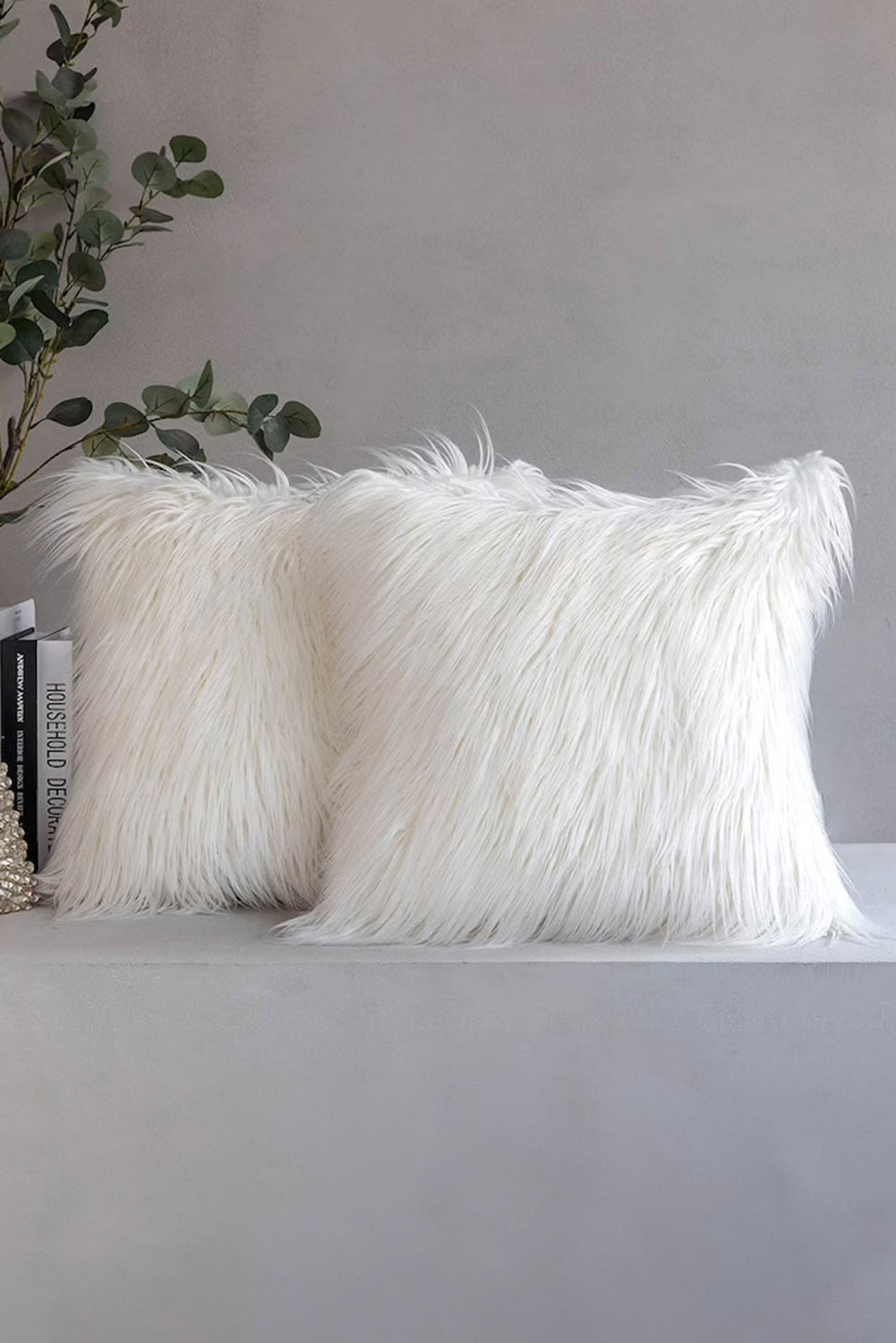 White Warm Square Plush Sofa Pillowcase