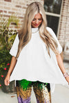 White Plain Side Slit Oversized Tee