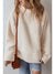 White Solid Fleece High Neck Drop Shoulder Pullover Sweatshirt