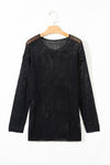 Smoke Gray Crochet Hollow-out Knit Sweater