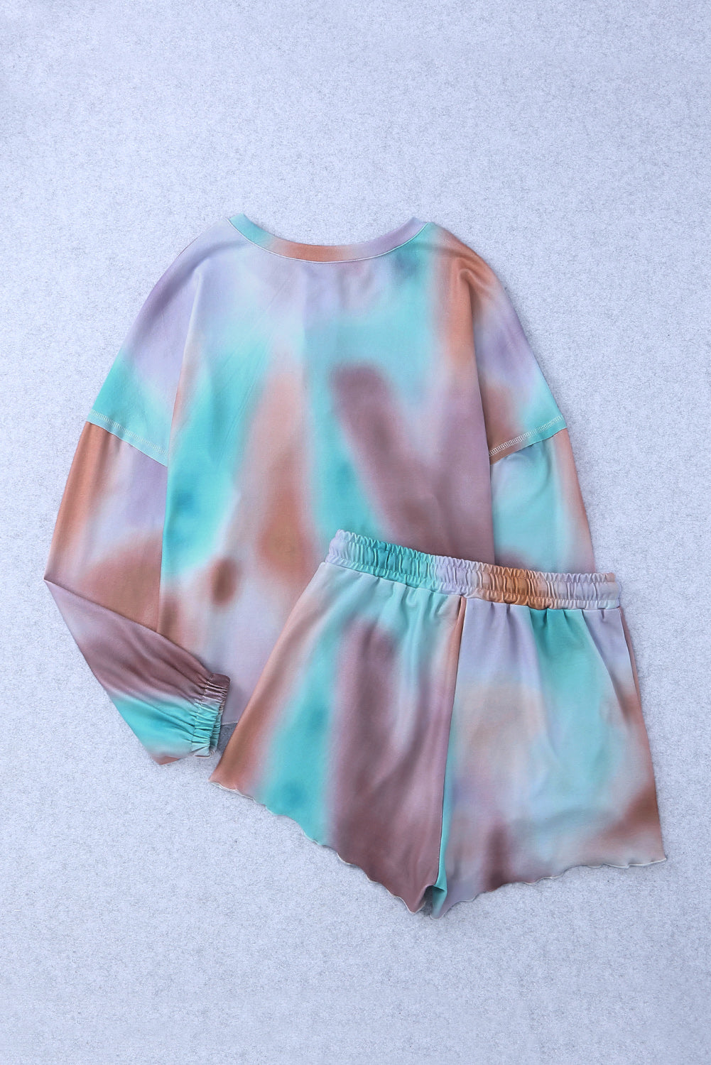 Multicolor Tie Dye Top & Drawstring Shorts Loungewear Set