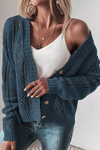 Beige Hollow Knit Drop Shoulder Cardigan