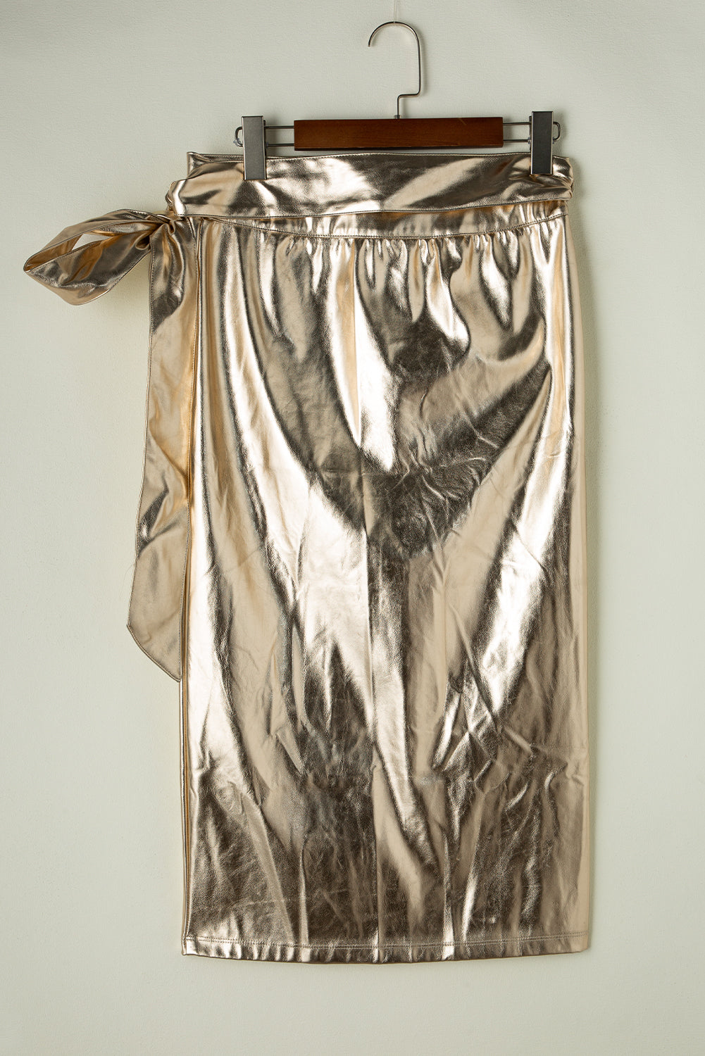 Gold Knotted Metallic Midi Skirt