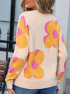 Angel Wings Flower Round Neck Long Sleeve Sweater - Cocoa Yacht Club